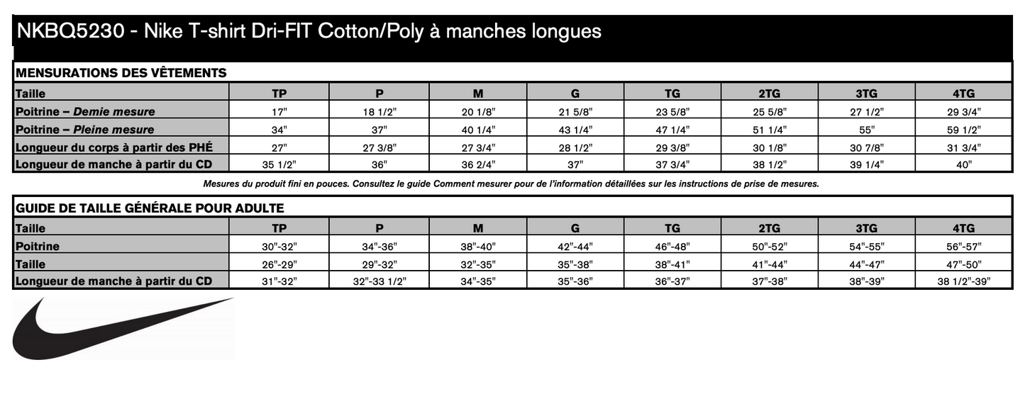 T-shirt Dri-FIT cotton/poly à manches longues Nike